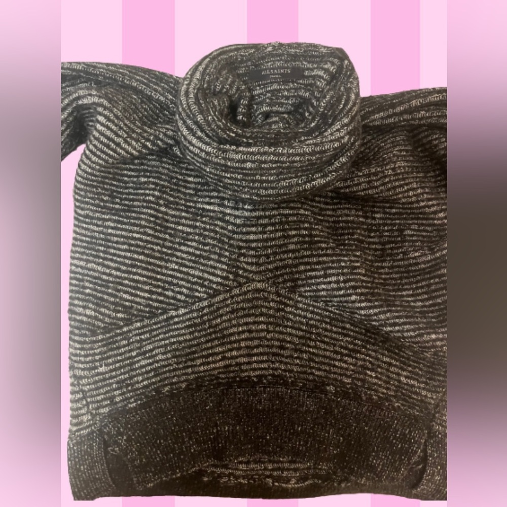 All Saints Striped Long Turtleneck Sweater